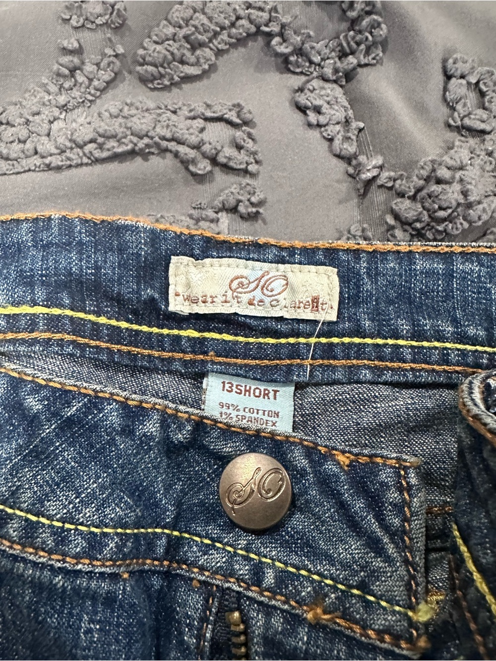 SO Women's Dark Blue Flare Jeans with Contrast Stitching
